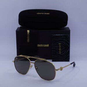 Roberto Cavalli SRC008V 400P Aviator Sunglasses – Yellow Gold/Grey Polarized